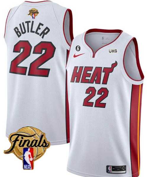 Mens Miami Heat #22 Jimmy Butler White 2023 Finals Association Edition With NO.6 Patch Stitched Basketball Jersey Dzhi